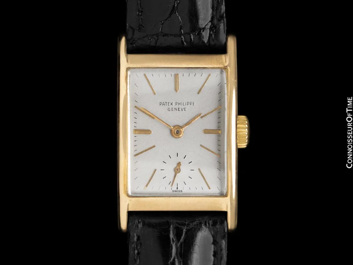 1950's Patek Philippe "Tegola" Vintage Mens Rectangular Watch - 18K Gold