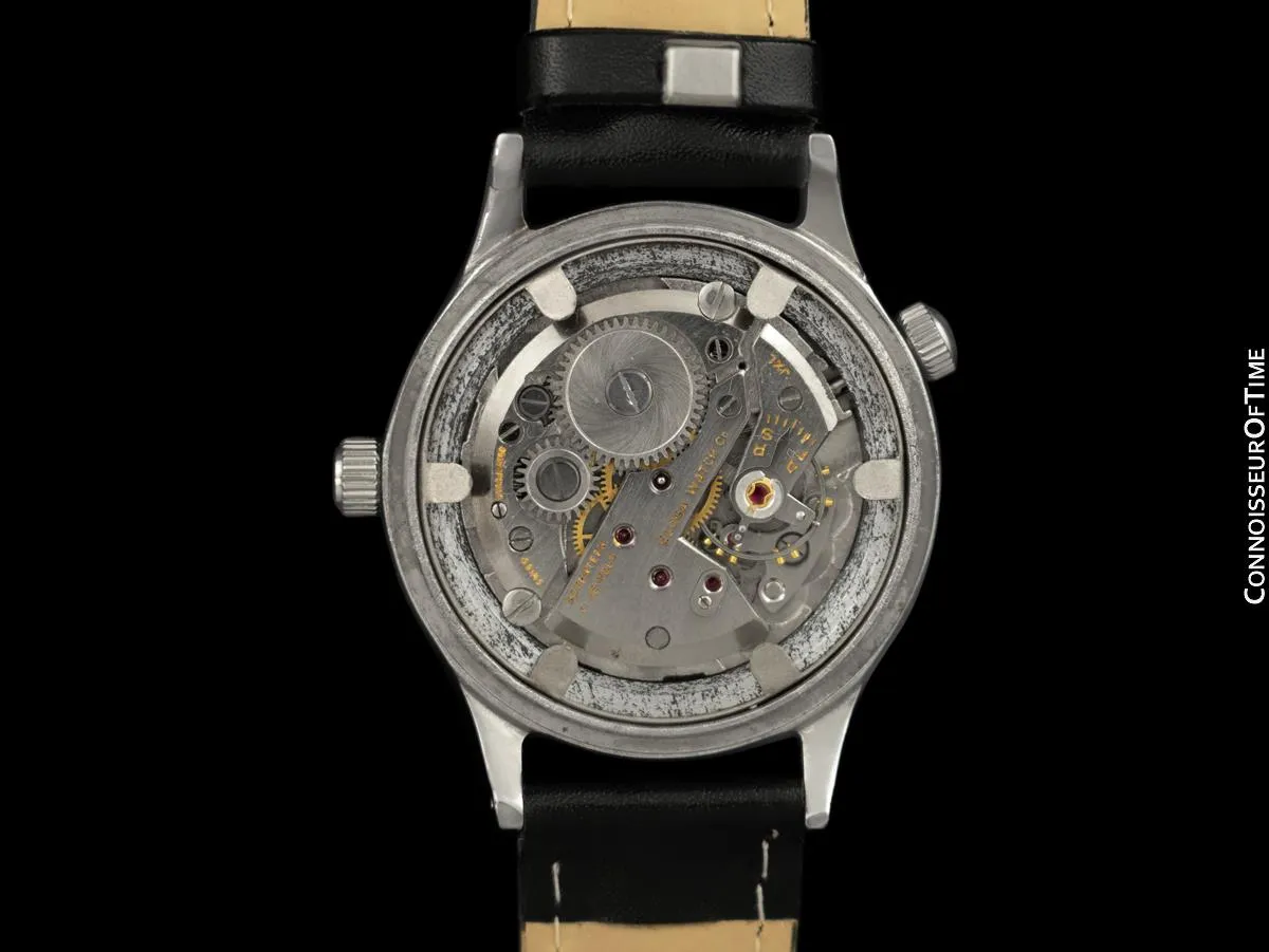 1950's Swiss Landau Date-O-Graph Vintage Large Mens Triple Date Calendar Watch - Stainless Steel