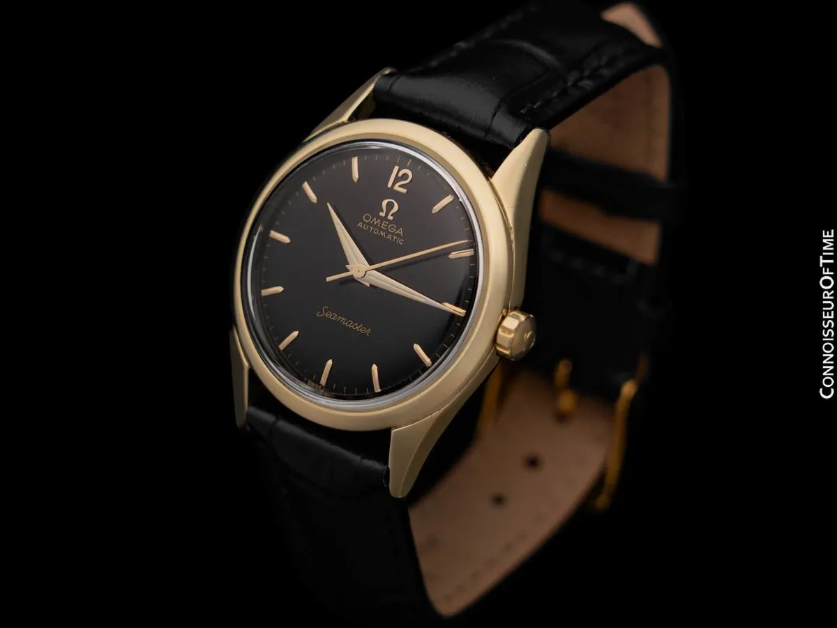 1956 Omega Seamaster Mens Midsize Vintage Automatic Watch - 14K Gold Shell & Stainless Steel
