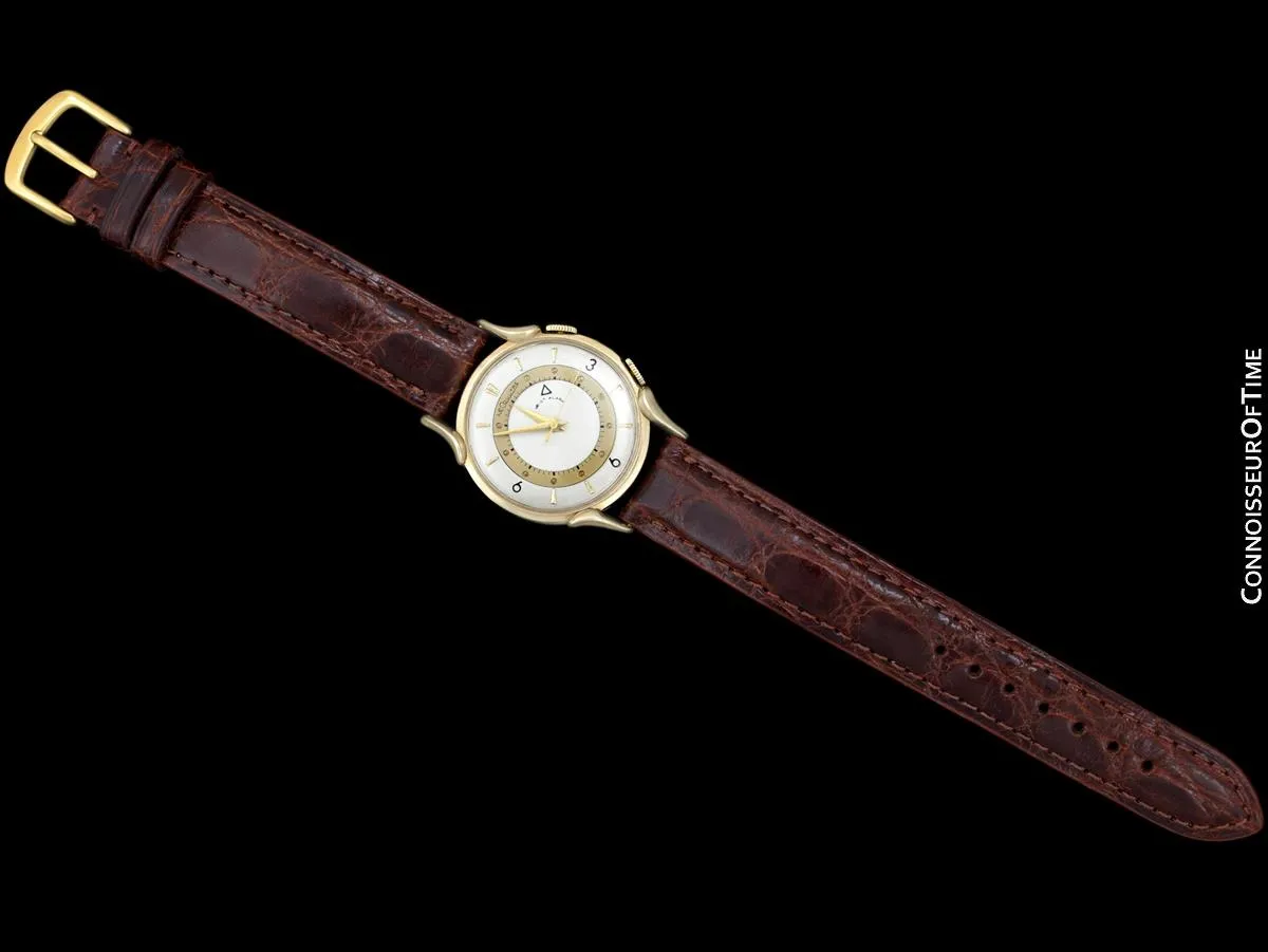 1957 Jaeger-LeCoultre Memovox Vintage Mens Reveil Wrist Alarm - 14K Gold