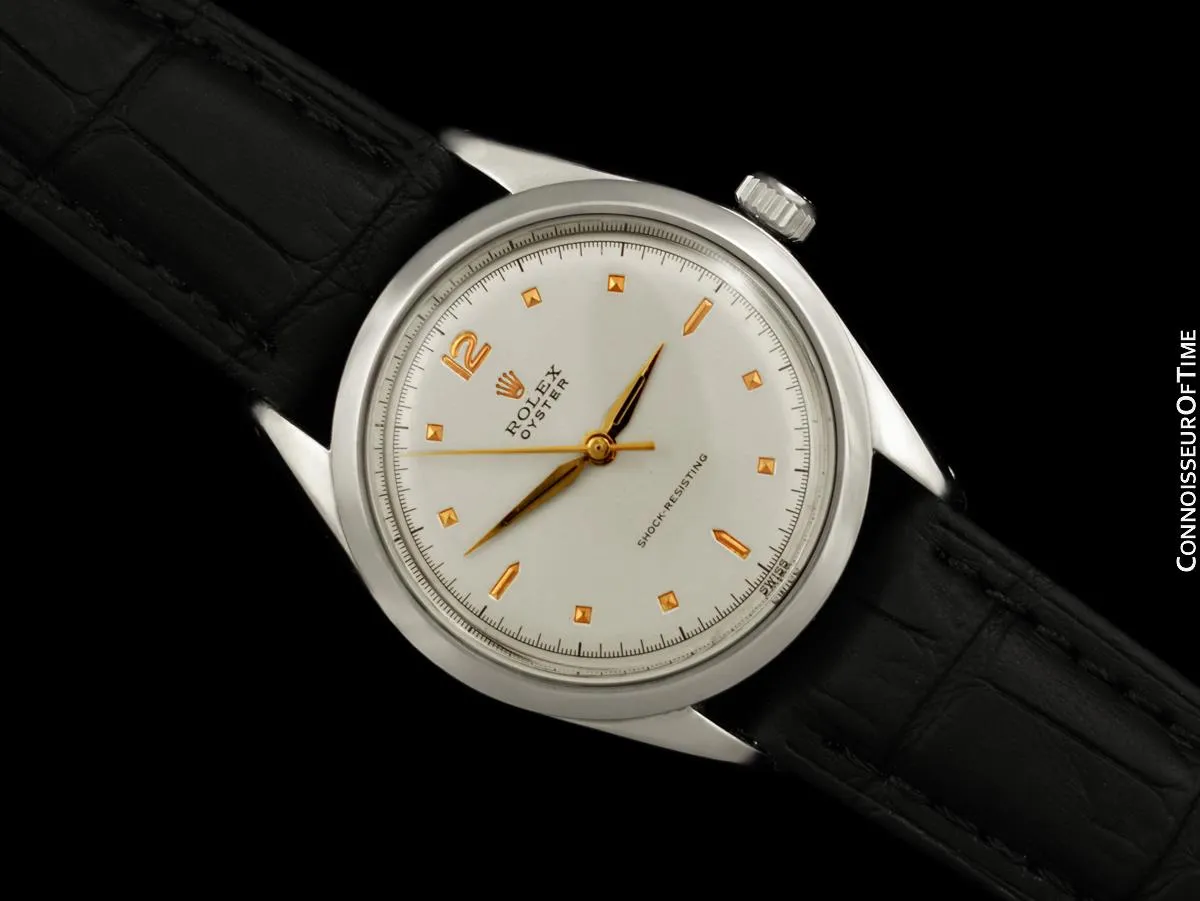 1958 Rolex Oyster Shock-Resisting Classic Vintage Mens Handwound Watch - Stainless Steel & 18K Rose Gold
