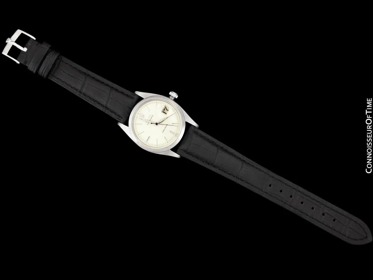 1958 Rolex Oysterdate Vintage Mens Handwound Watch with Roulette Date - Stainless Steel