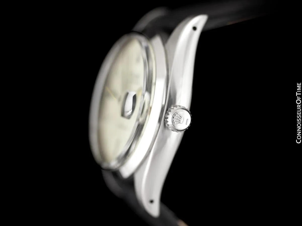 1958 Rolex Oysterdate Vintage Mens Handwound Watch with Roulette Date - Stainless Steel