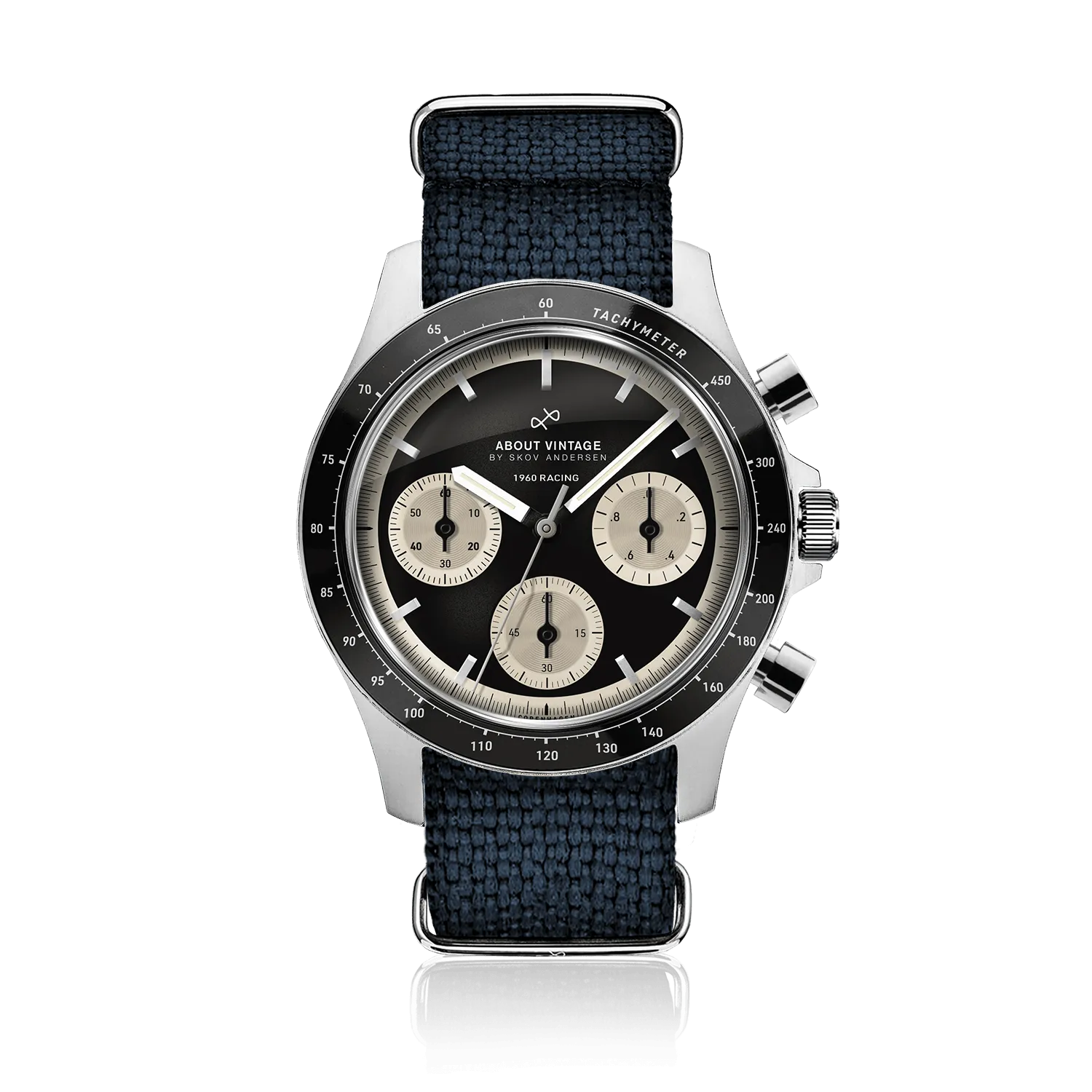 1960 Racing Chronograph, Steel / Black & Off White