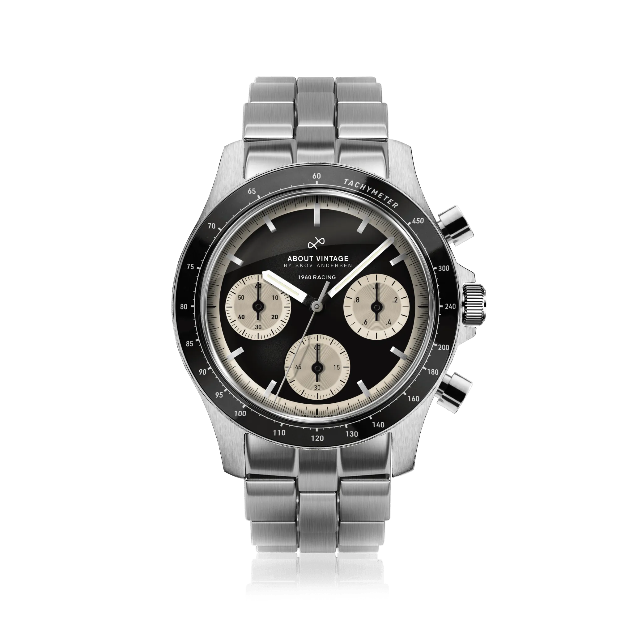 1960 Racing Chronograph, Steel / Black & Off White