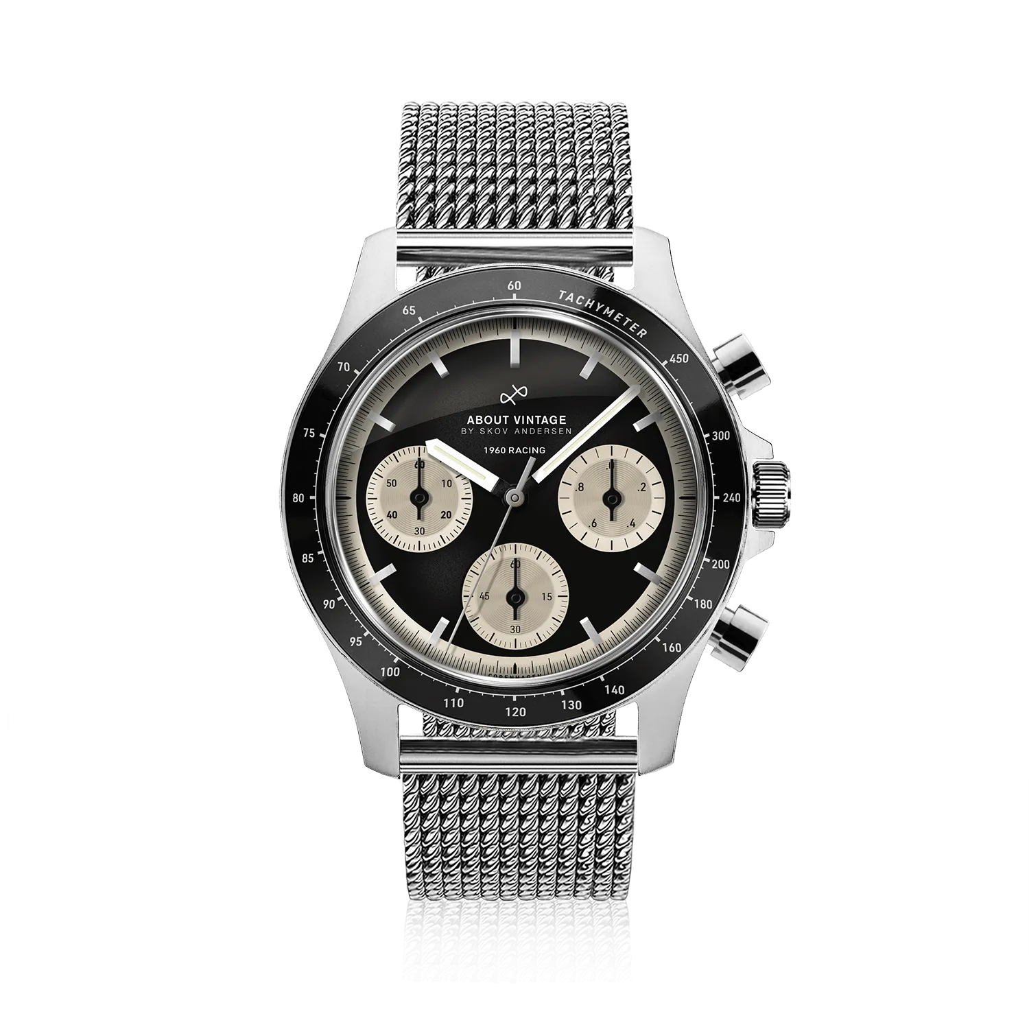 1960 Racing Chronograph, Steel / Black & Off White