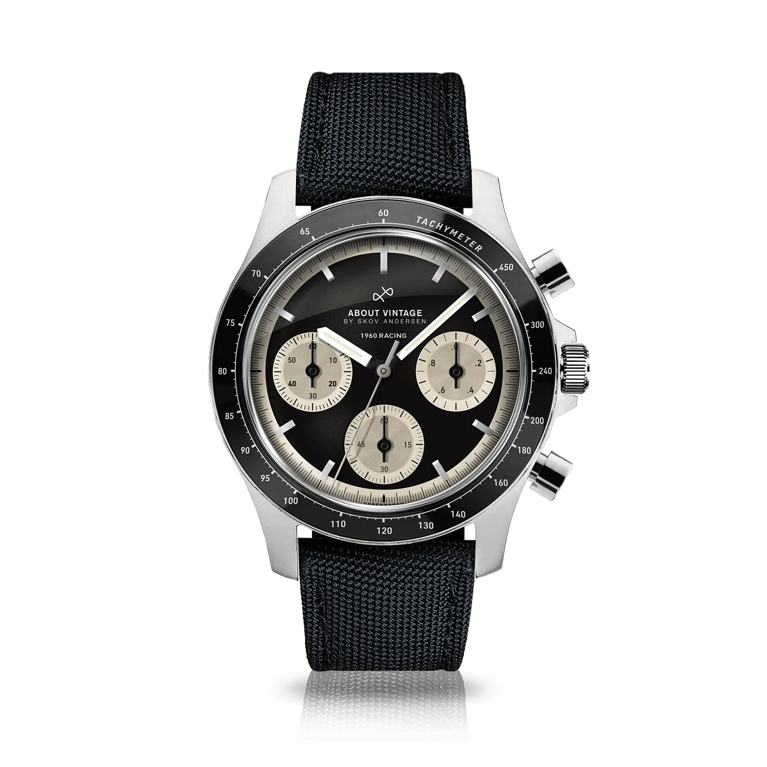 1960 Racing Chronograph, Steel / Black & Off White