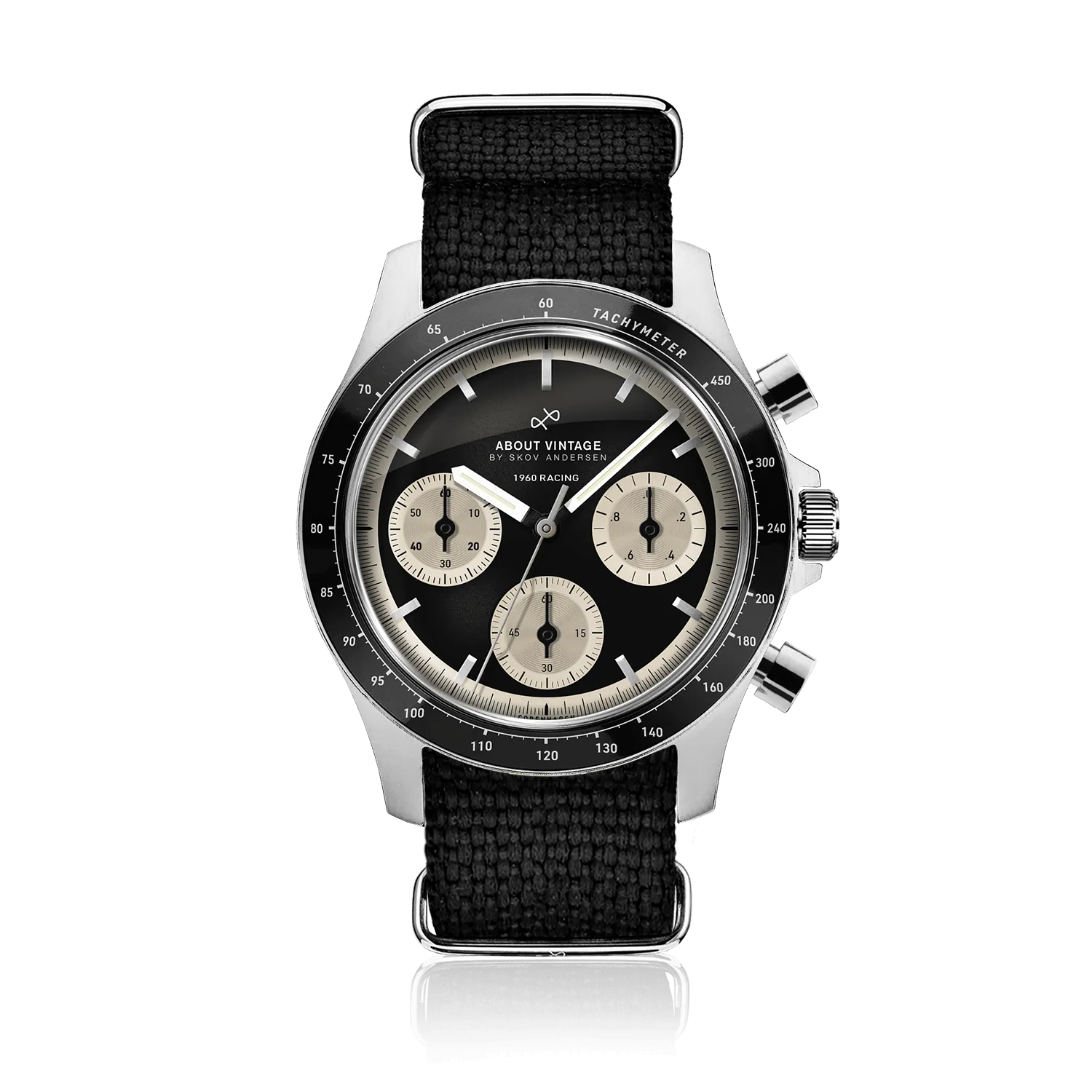 1960 Racing Chronograph, Steel / Black & Off White