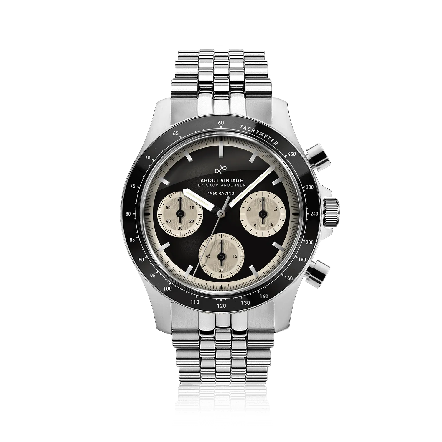 1960 Racing Chronograph, Steel / Black & Off White
