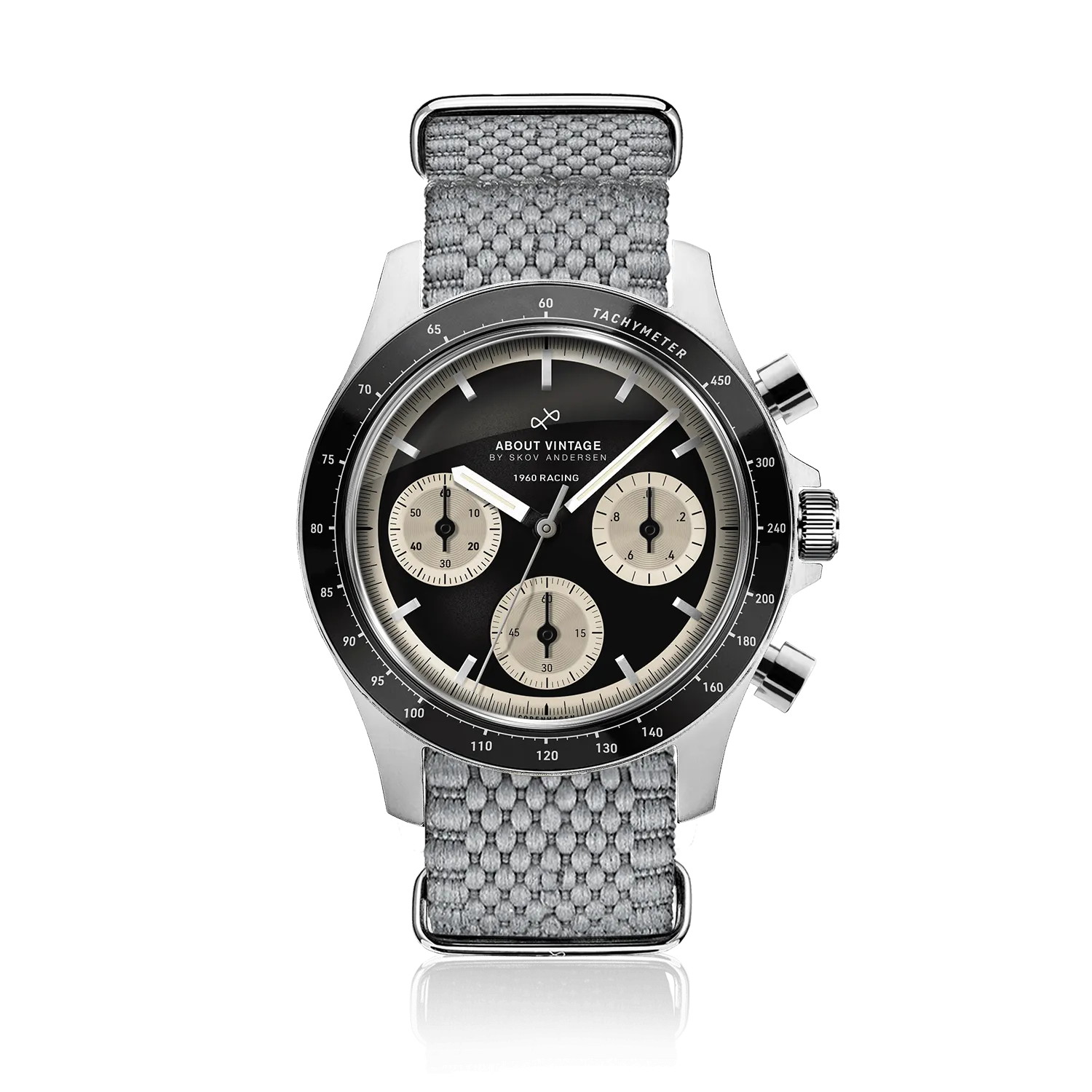1960 Racing Chronograph, Steel / Black & Off White