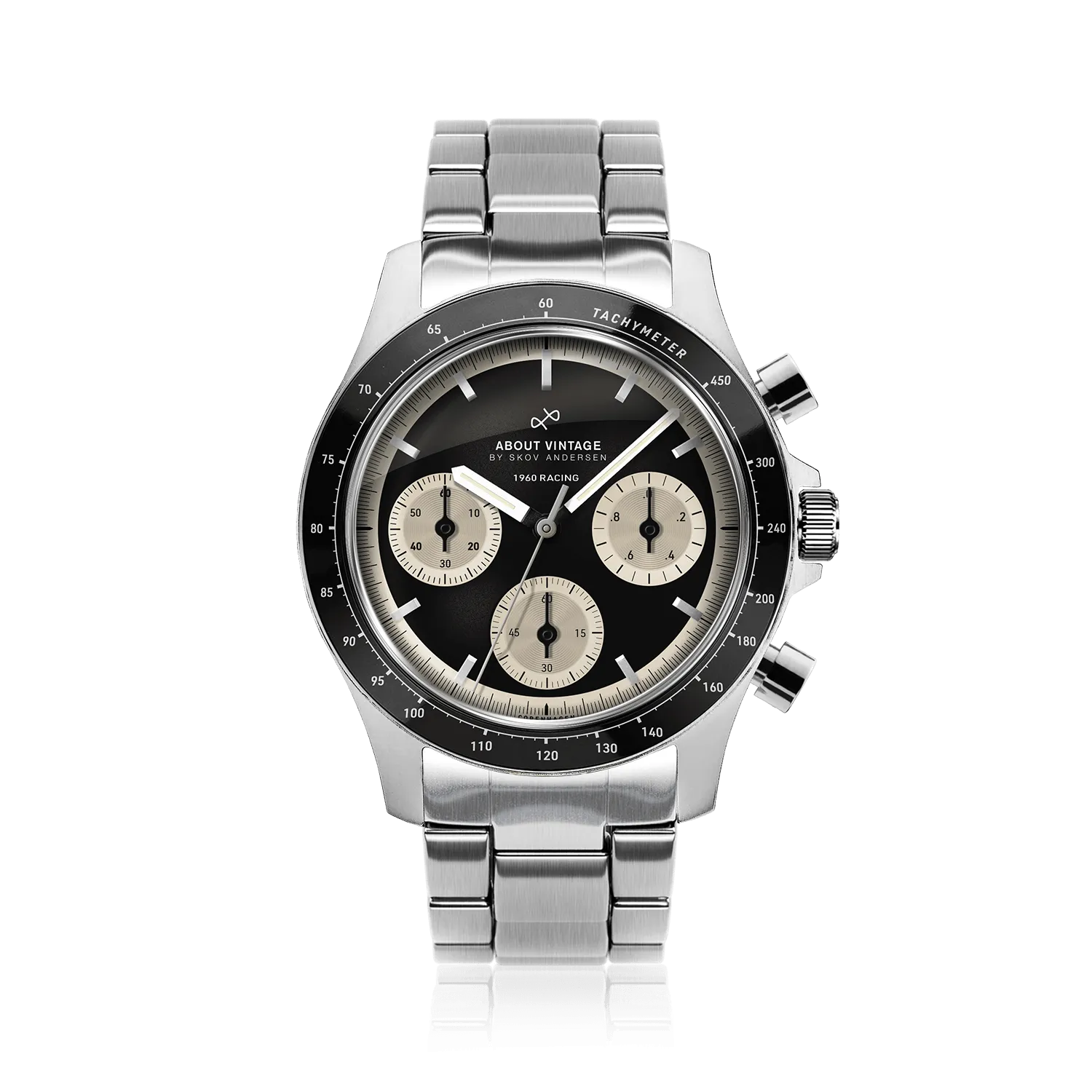 1960 Racing Chronograph, Steel / Black & Off White