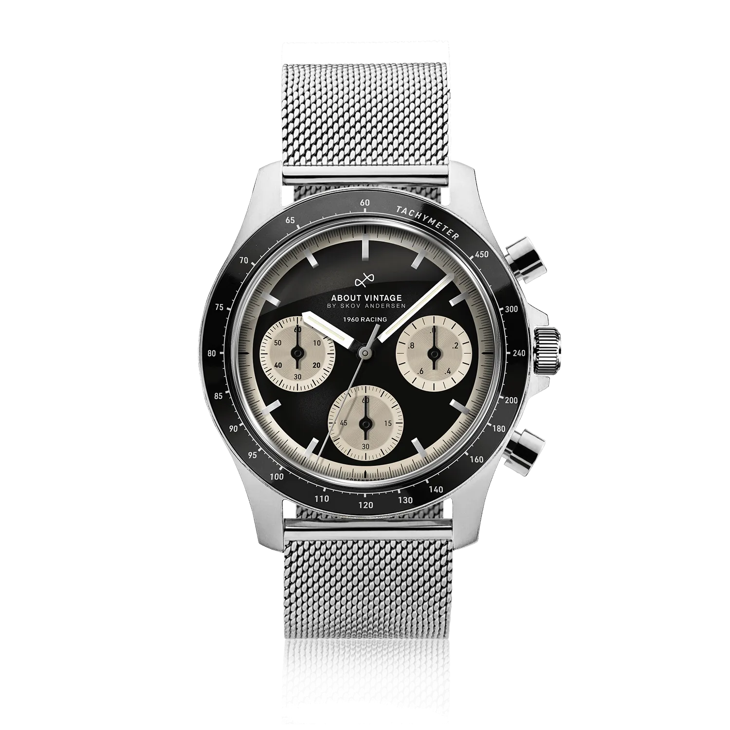1960 Racing Chronograph, Steel / Black & Off White