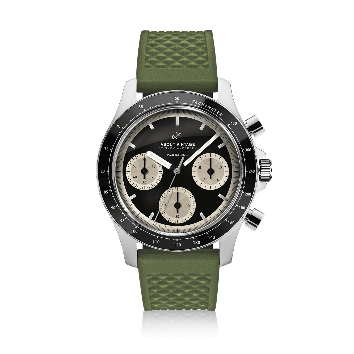 1960 Racing Chronograph, Steel / Black & Off White