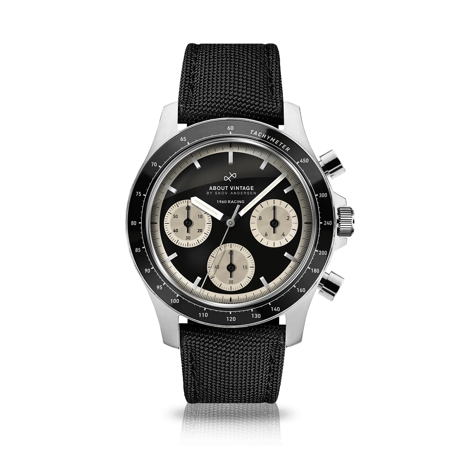1960 Racing Chronograph, Steel / Black & Off White