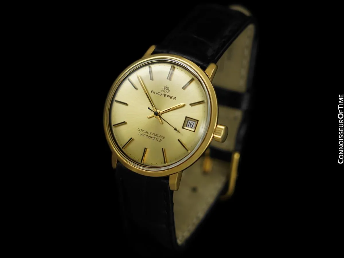 1960's Buchereer (Carl F. Bucherer) Vintage Mens Officially Certified Chronometer Watch - 18K Gold