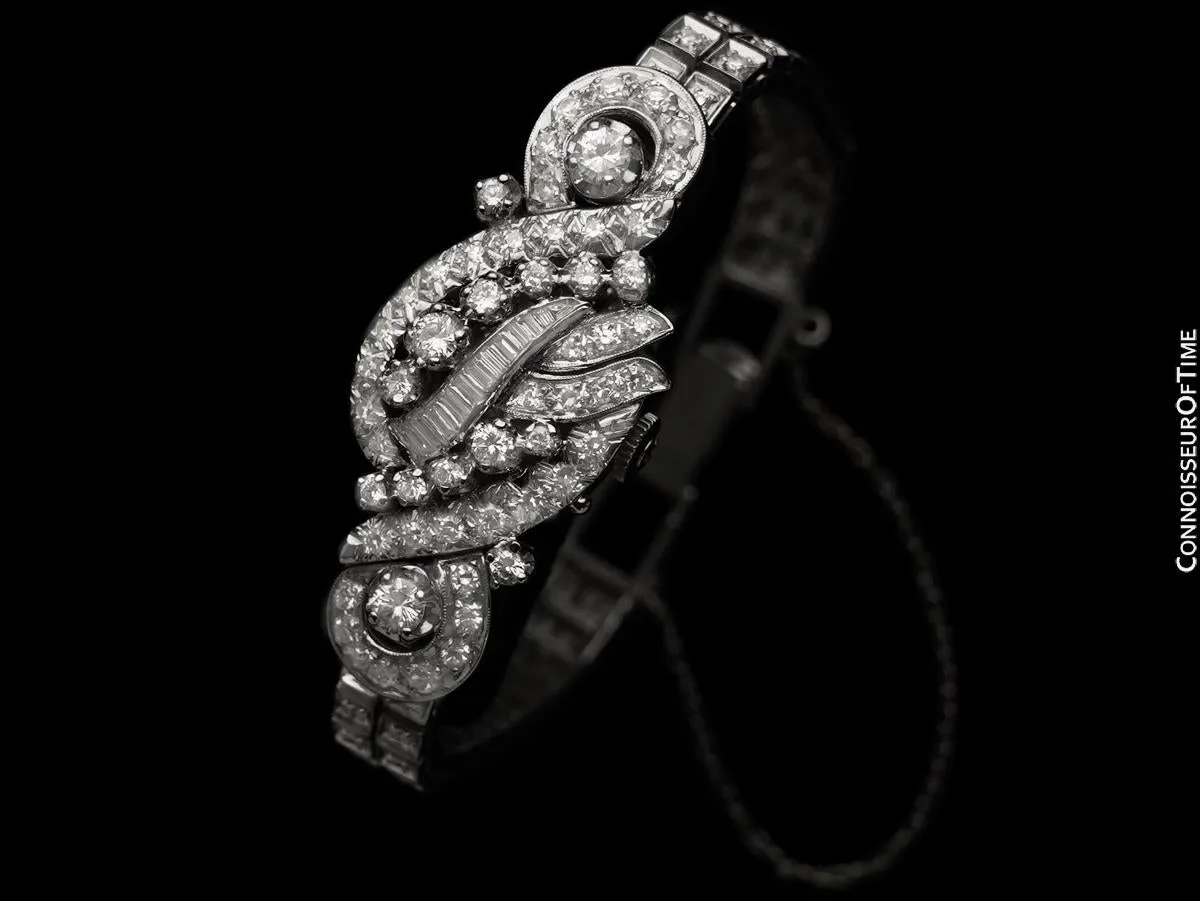 1960's Vintage Ladies Watch with Omega Movement - 14K White Gold & Approx. 3 Carats of Diamonds