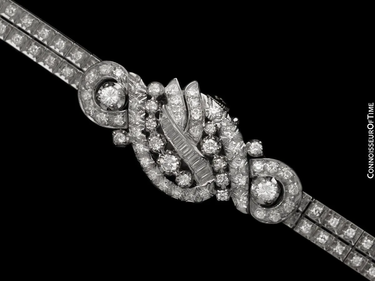1960's Vintage Ladies Watch with Omega Movement - 14K White Gold & Approx. 3 Carats of Diamonds