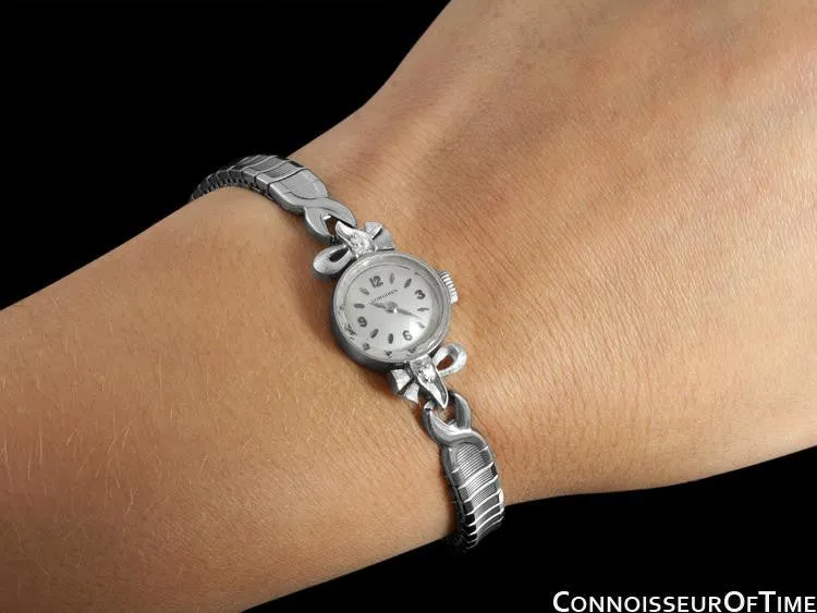 1961 Longines Vintage Ladies Dress Watch- 14K White Gold & Diamonds