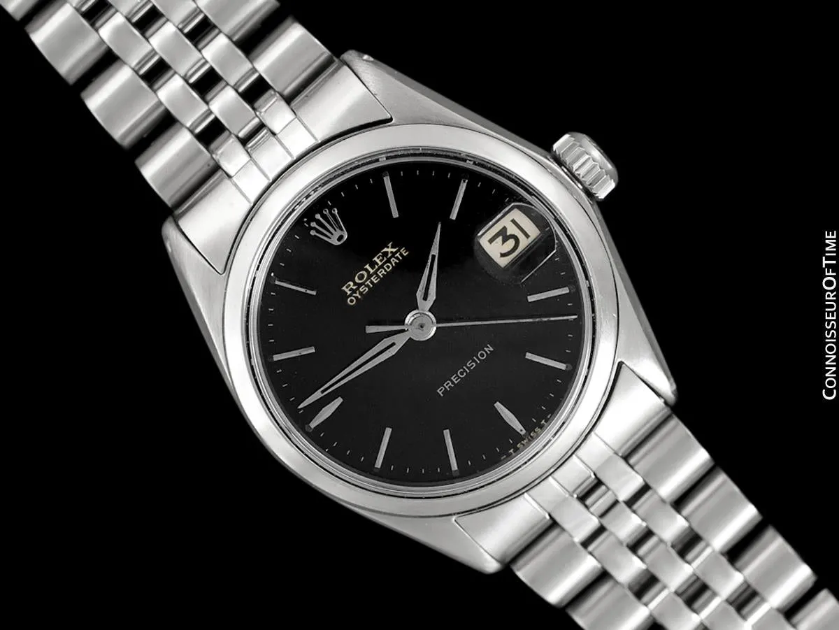 1966 Rolex Vintage Midsize Unisex 30mm Oysterdate Precision Ref. 6466 Date Watch - Stainless Steel