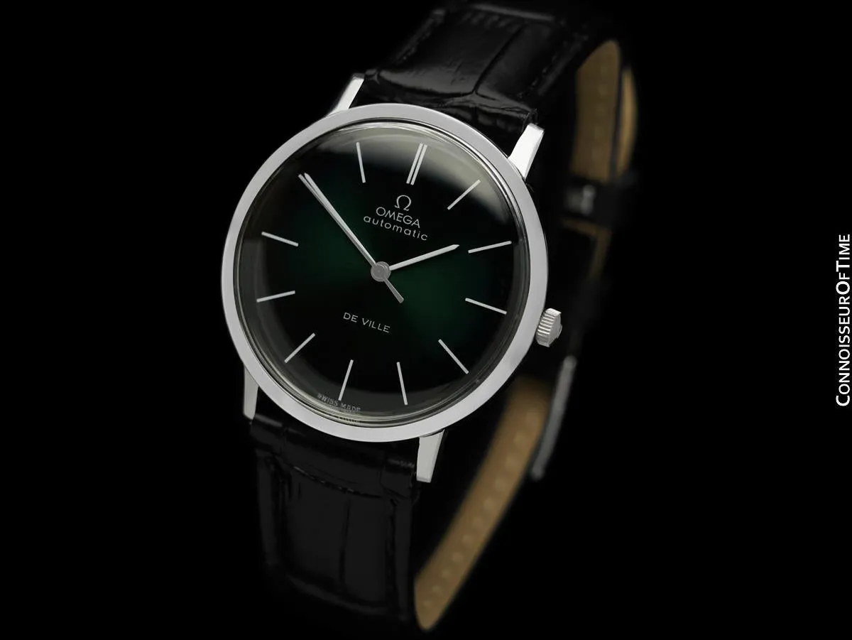 1968 Omega Vintage De Ville Mens Full Size Automatic Watch with Green Dial - Stainless Steel