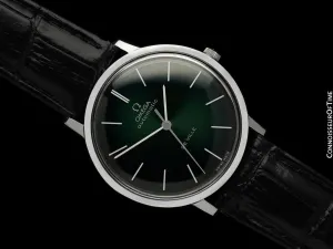 1968 Omega Vintage De Ville Mens Full Size Automatic Watch with Green Dial - Stainless Steel