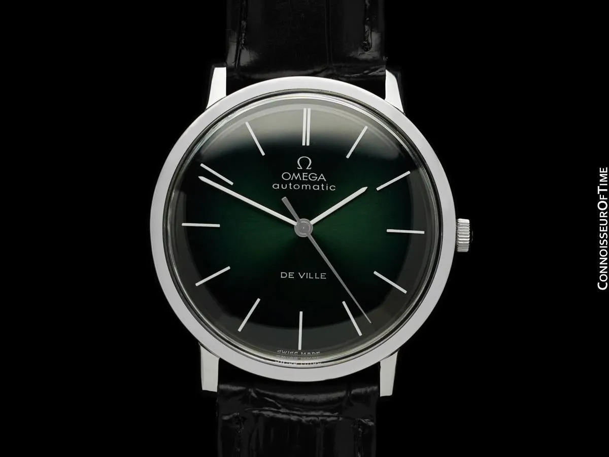 1968 Omega Vintage De Ville Mens Full Size Automatic Watch with Green Dial - Stainless Steel
