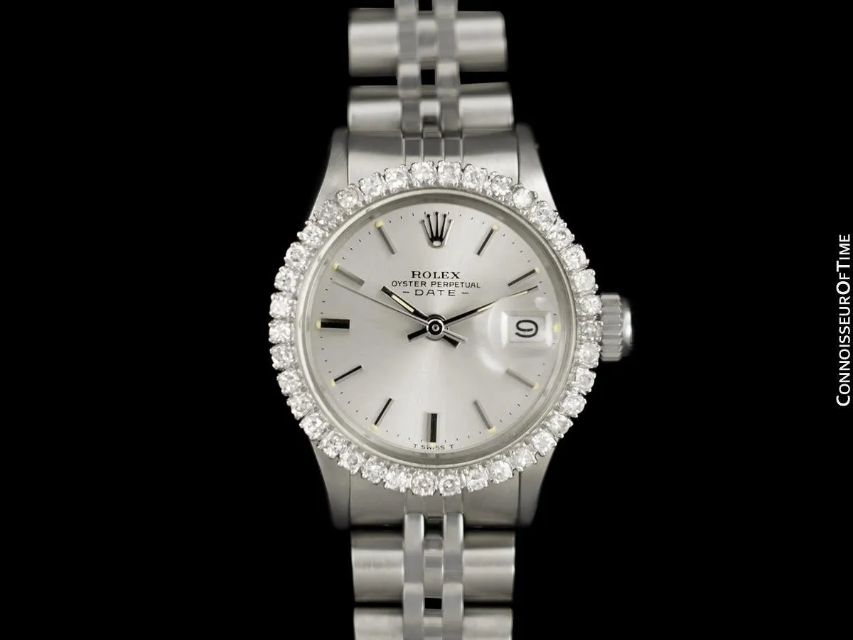1969 Rolex Classic Vintage Ladies Date Datejust Watch - Stainless Steel & Diamonds