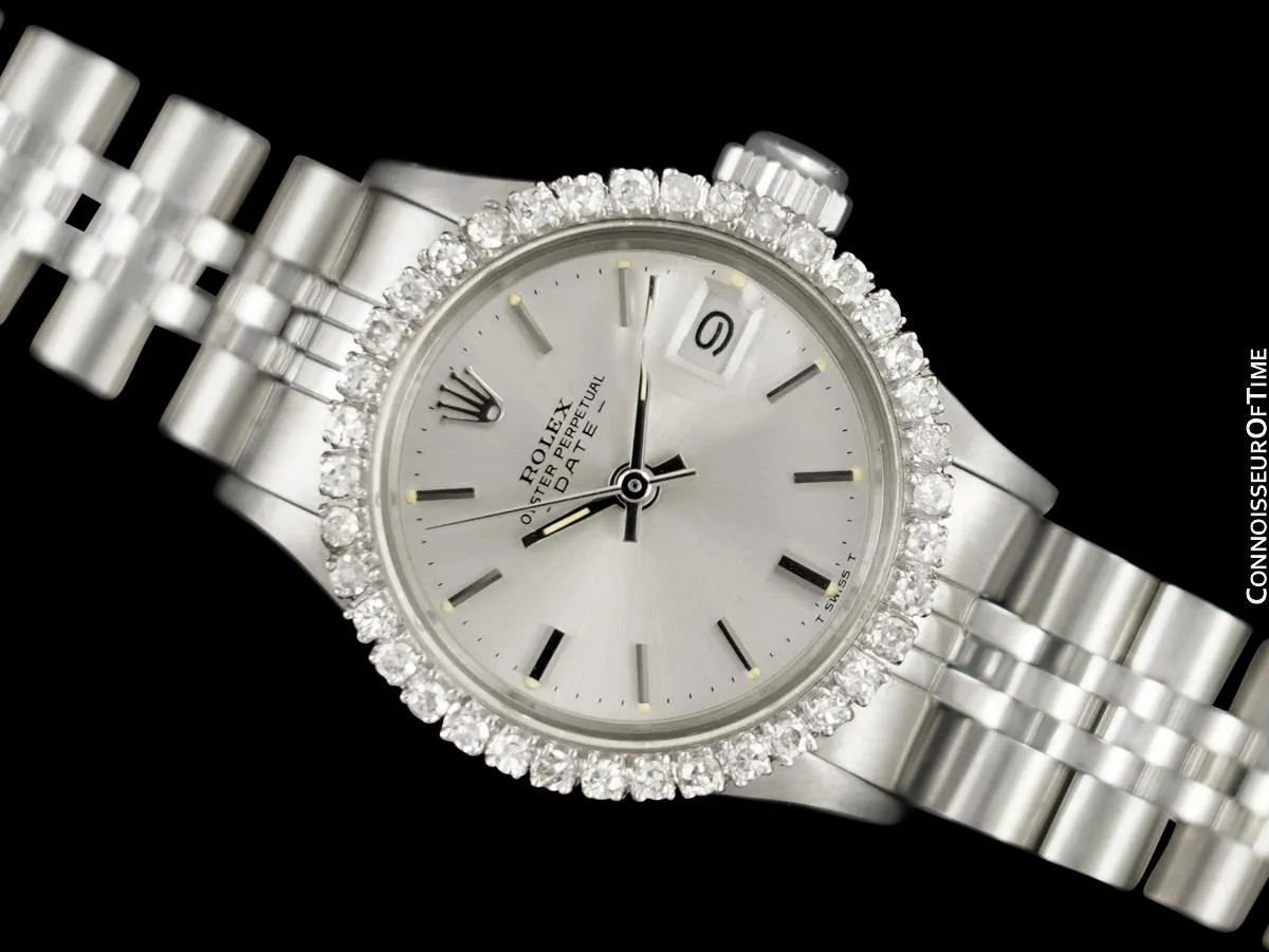 1969 Rolex Classic Vintage Ladies Date Datejust Watch - Stainless Steel & Diamonds