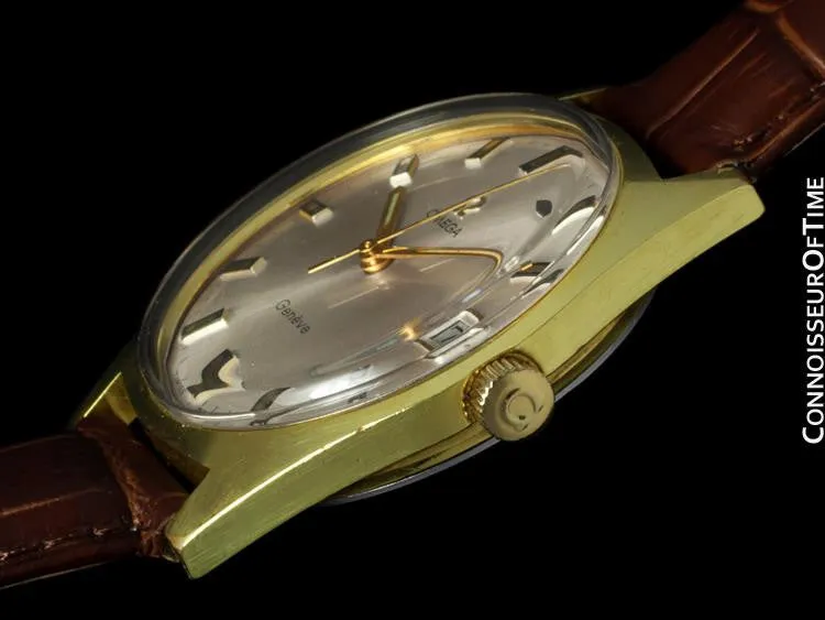 1970 Omega Geneve Vintage Tropical Mens Watch, Date - Gold Plated & Stainless Steel