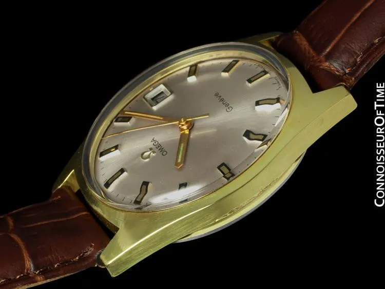 1970 Omega Geneve Vintage Tropical Mens Watch, Date - Gold Plated & Stainless Steel