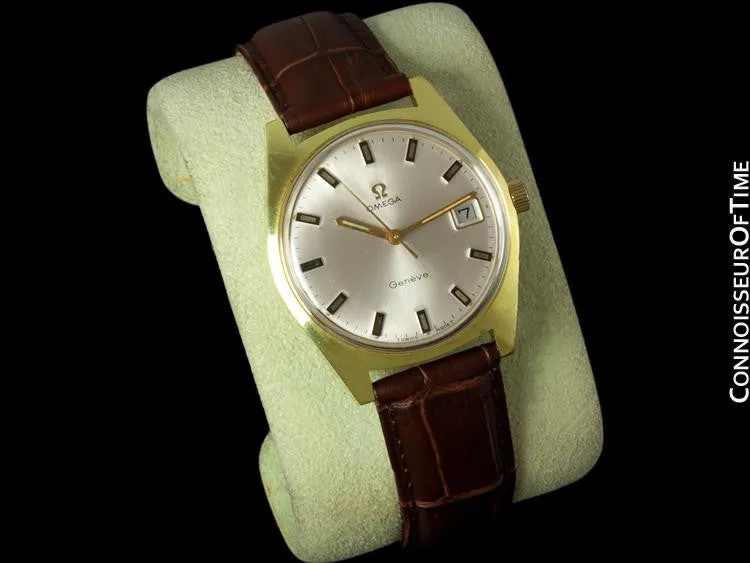 1970 Omega Geneve Vintage Tropical Mens Watch, Date - Gold Plated & Stainless Steel