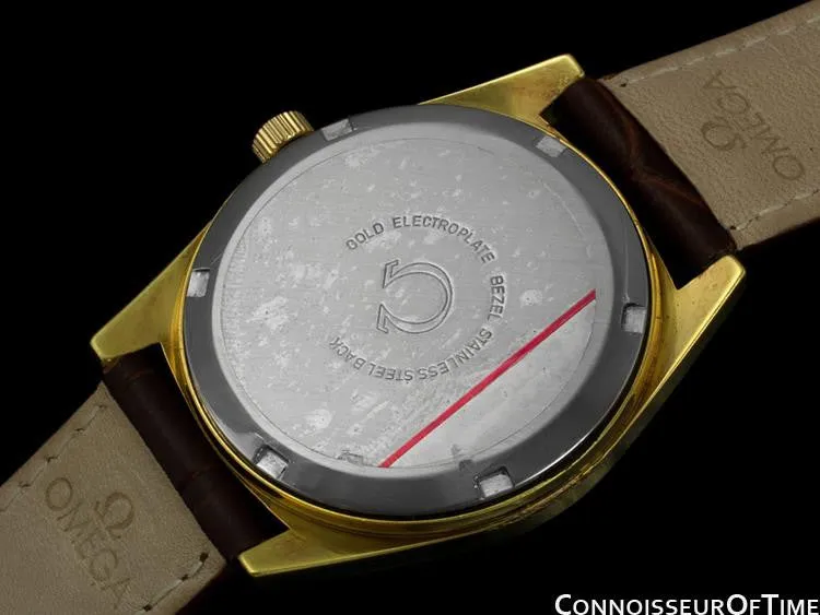 1970 Omega Geneve Vintage Tropical Mens Watch, Date - Gold Plated & Stainless Steel