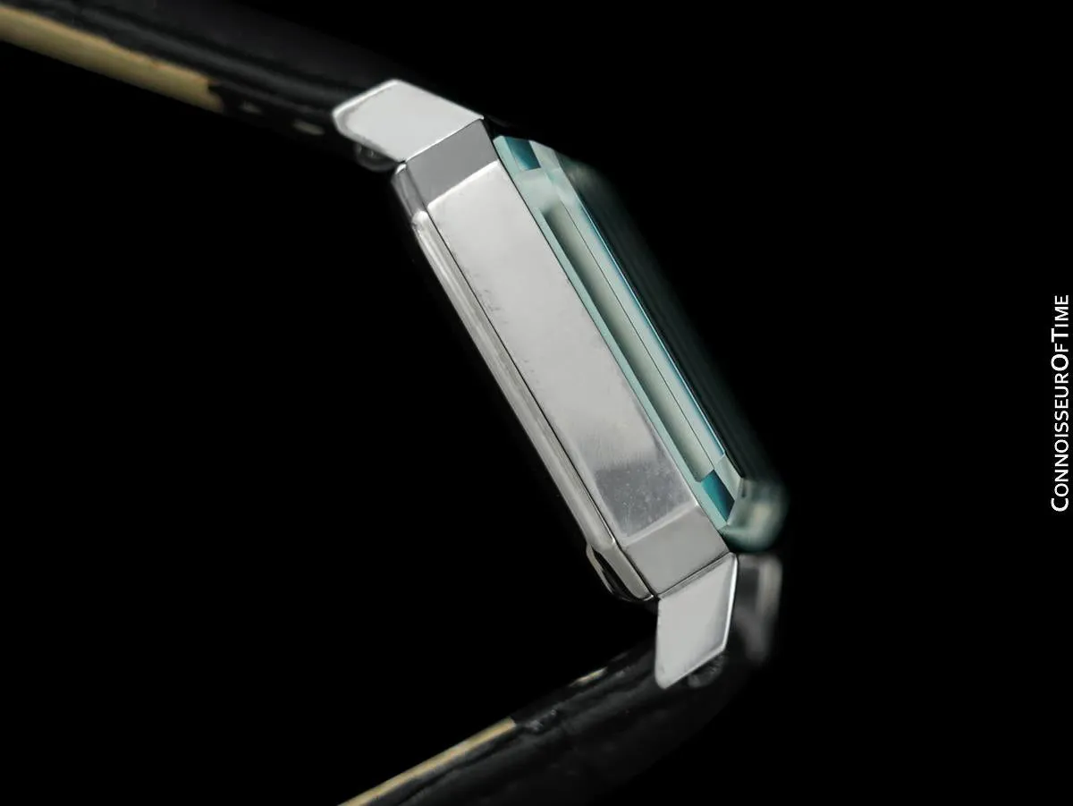1973 Omega De Ville Mens Midsize "Emerald" Modern Watch with Tiffany Blue Dial By Andrew Grima - Stainless Steel