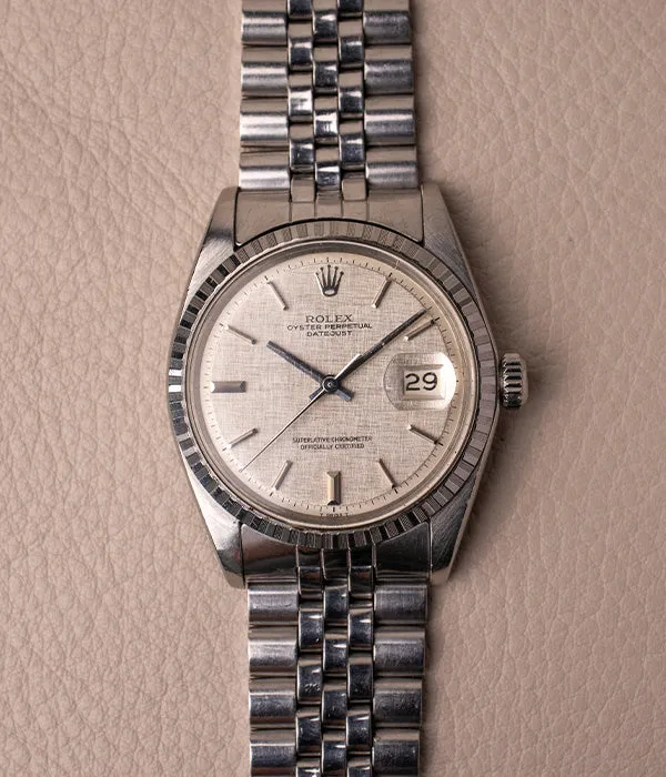 1973 Rolex Datejust 1603 'Non Luminous Silver Linen Dial'