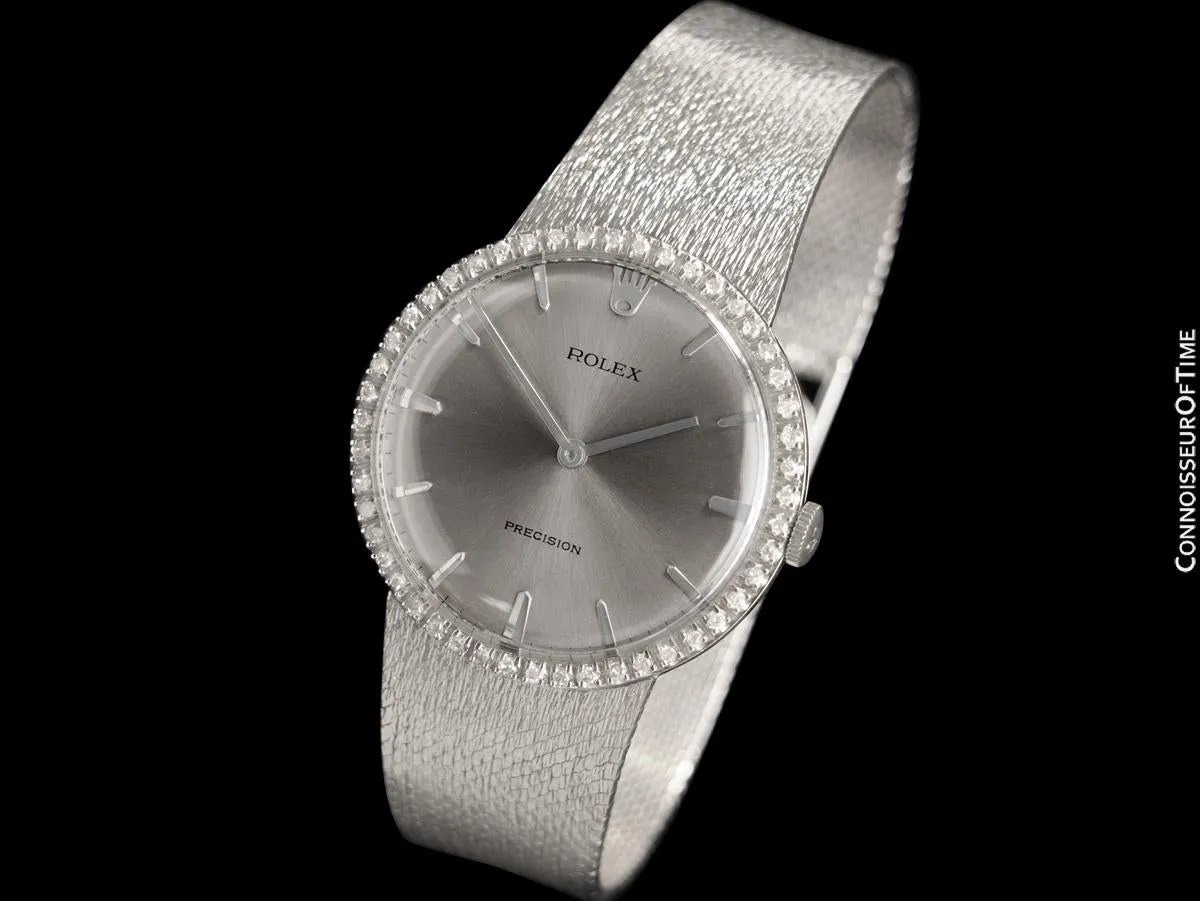 1973 Rolex Precision Vintage Mens Ref. 3411 Dress Watch - Stainless Steel & Diamonds
