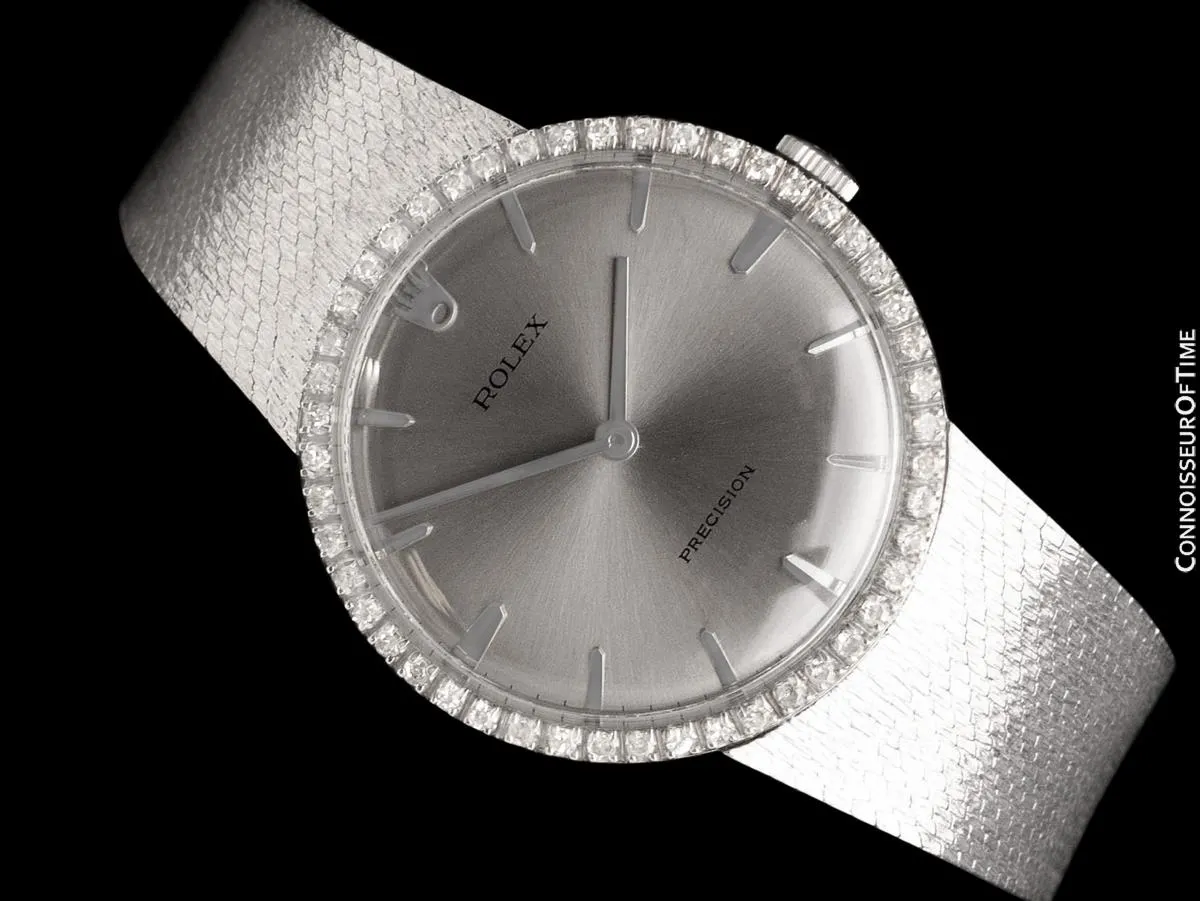 1973 Rolex Precision Vintage Mens Ref. 3411 Dress Watch - Stainless Steel & Diamonds