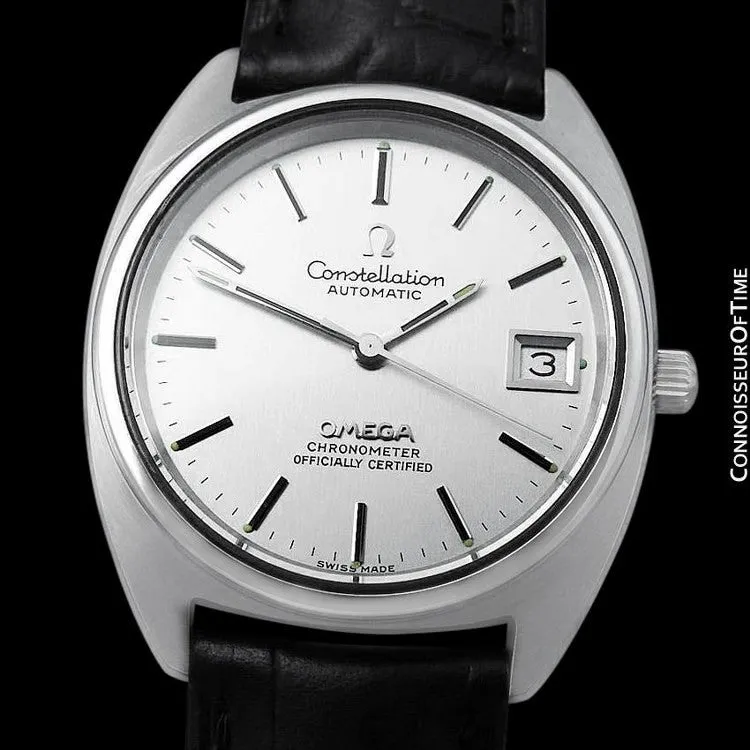 1974 Omega Constellation "C" Chronometer Vintage Mens Calendar Date Watch - Stainless Steel