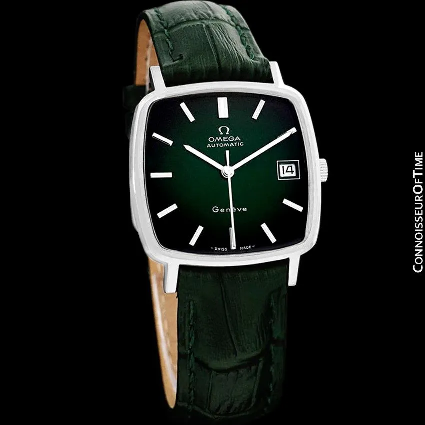 1975 Omega Geneve Vintage Mens Midsize Automatic Watch with Quick-Setting Date - Stainless Steel