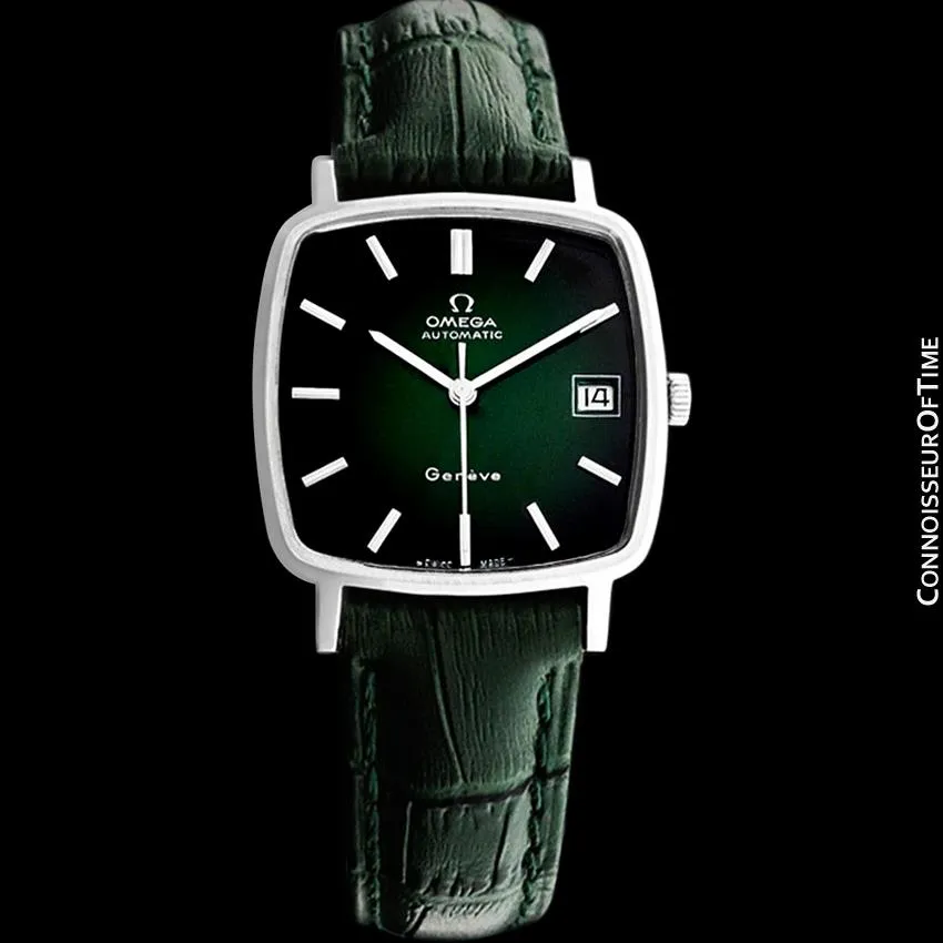 1975 Omega Geneve Vintage Mens Midsize Automatic Watch with Quick-Setting Date - Stainless Steel