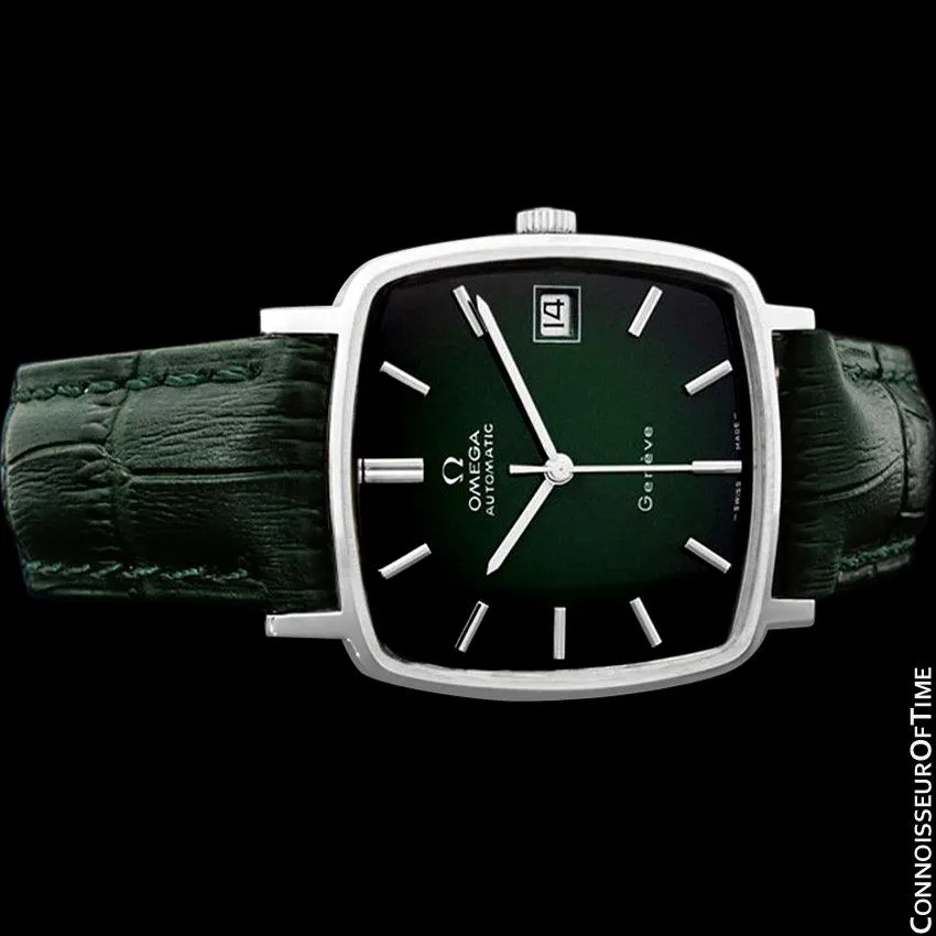 1975 Omega Geneve Vintage Mens Midsize Automatic Watch with Quick-Setting Date - Stainless Steel