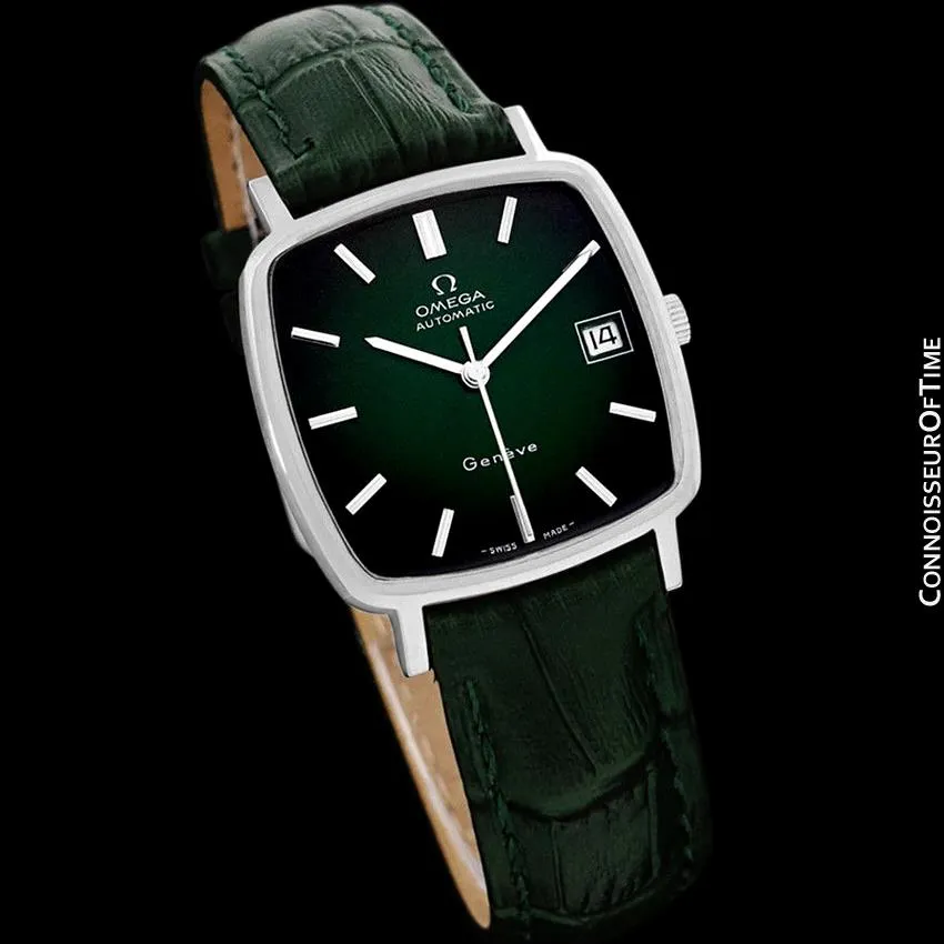 1975 Omega Geneve Vintage Mens Midsize Automatic Watch with Quick-Setting Date - Stainless Steel