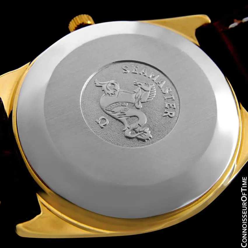 1975 Omega Vintage Seamaster Mens Red Vignette Dial Watch, Automatic, Date - 18K Gold Plated & Stainless Steel