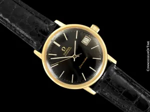 1975 Omega Vintage Seamaster Mens Watch, Automatic, Date - 18K Gold Plated & Stainless Steel