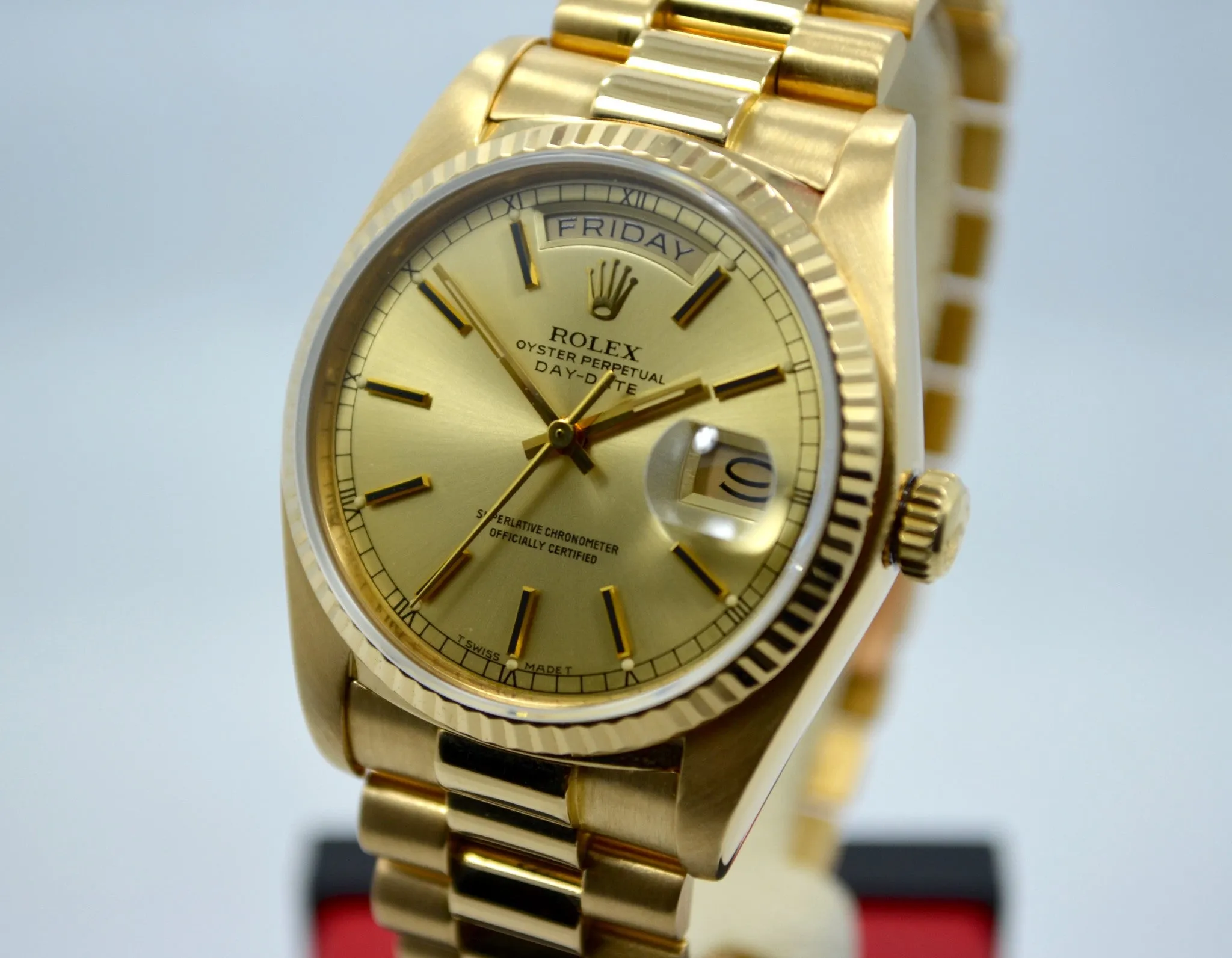 1983 Rolex President Day Date 18038 18K Yellow Gold Wristwatch w/ Papers