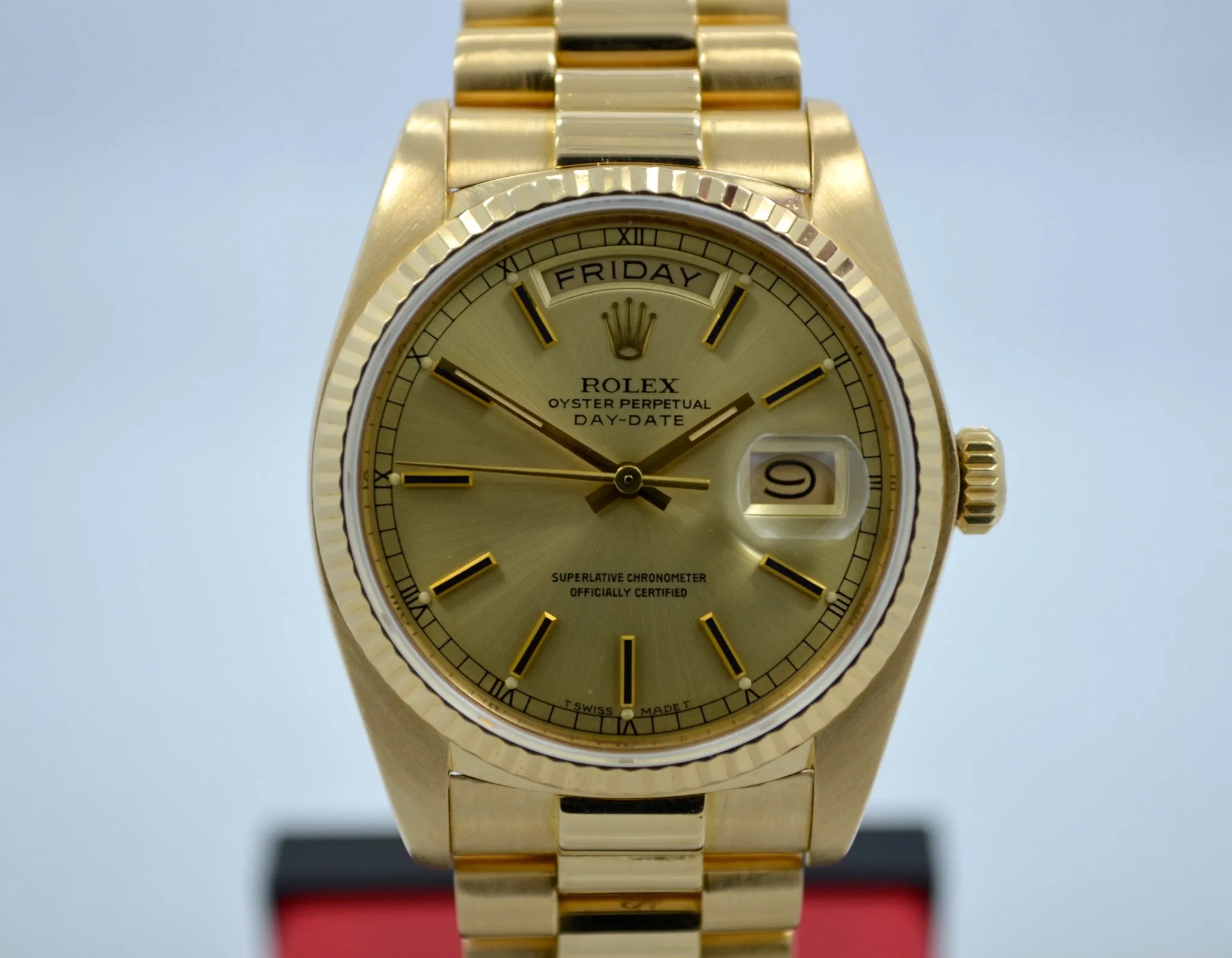 1983 Rolex President Day Date 18038 18K Yellow Gold Wristwatch w/ Papers