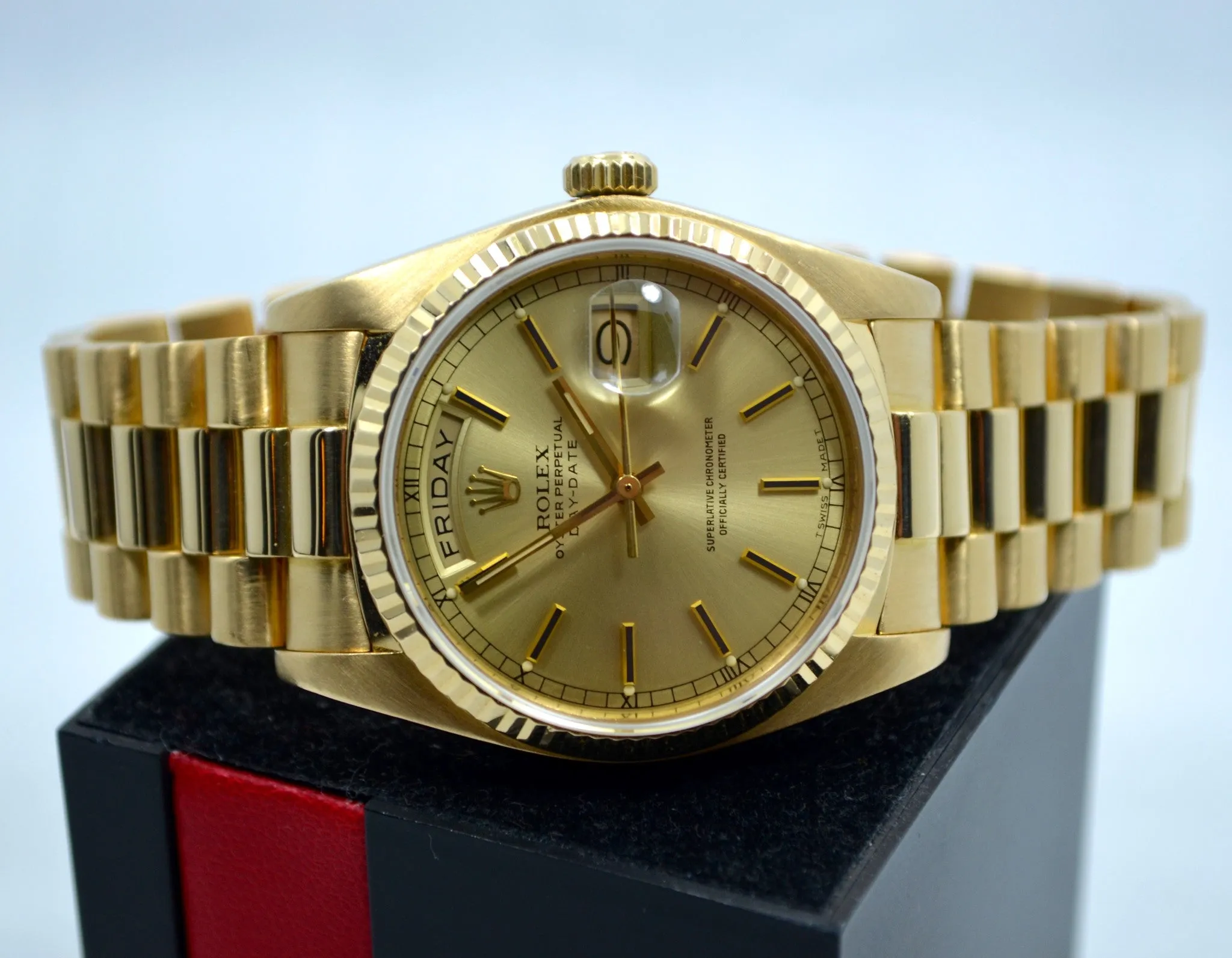 1983 Rolex President Day Date 18038 18K Yellow Gold Wristwatch w/ Papers