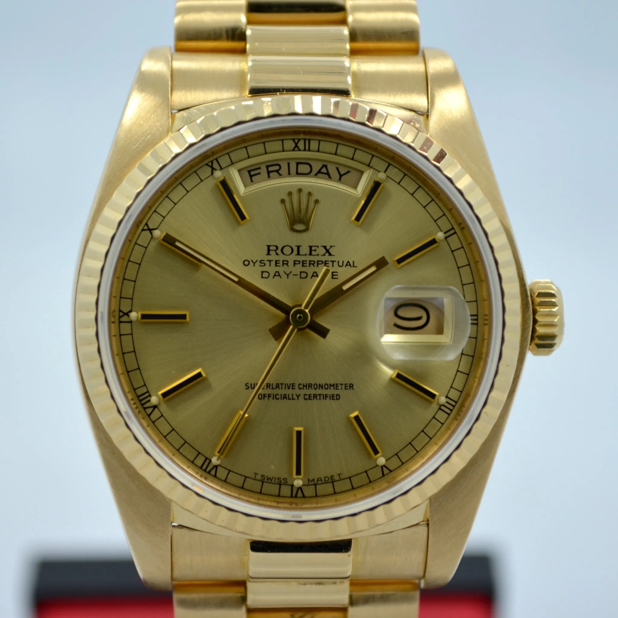 1983 Rolex President Day Date 18038 18K Yellow Gold Wristwatch w/ Papers