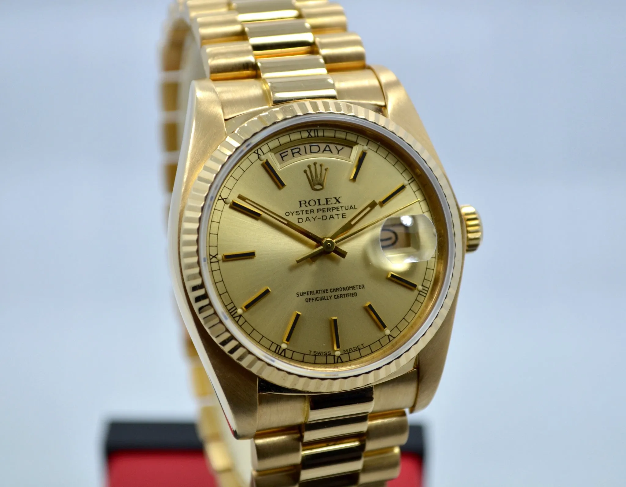 1983 Rolex President Day Date 18038 18K Yellow Gold Wristwatch w/ Papers