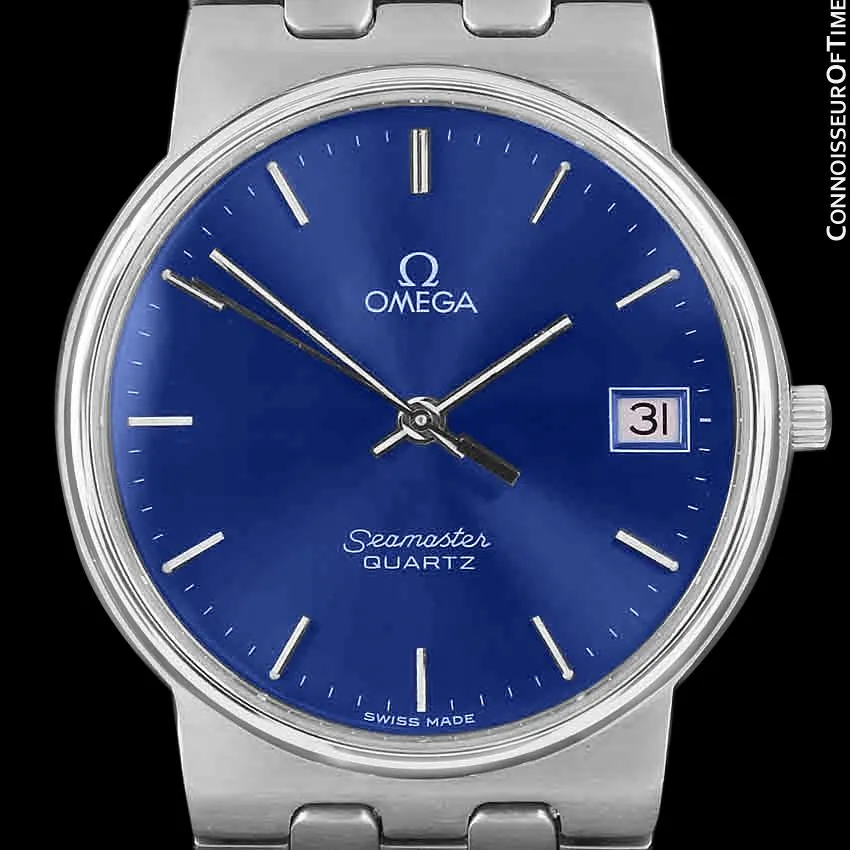 1984 Omega Seamaster Classic Vintage Retro Mens Quartz Watch, Date - Stainless Steel
