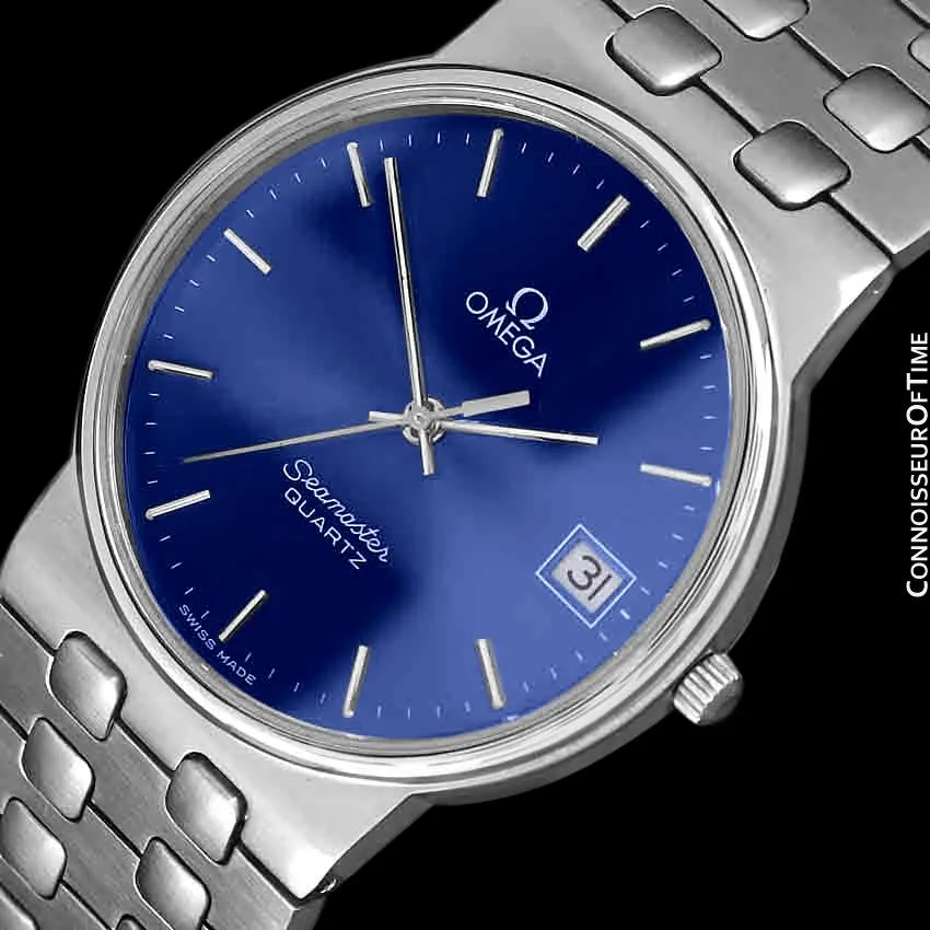 1984 Omega Seamaster Classic Vintage Retro Mens Quartz Watch, Date - Stainless Steel